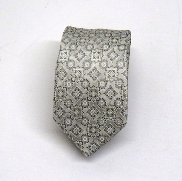 Cravatta seta jacquard grigio perla