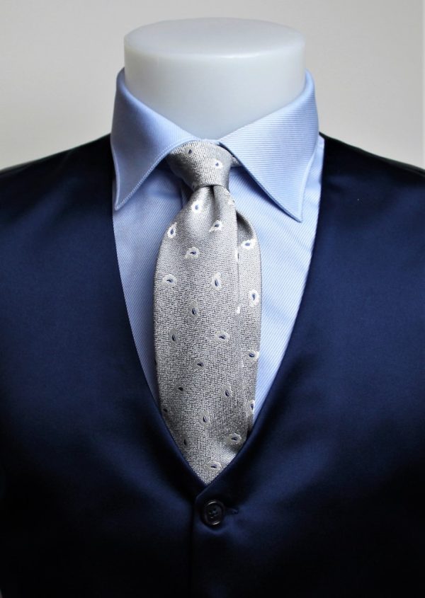 Cravatta seta grigio piuma turca