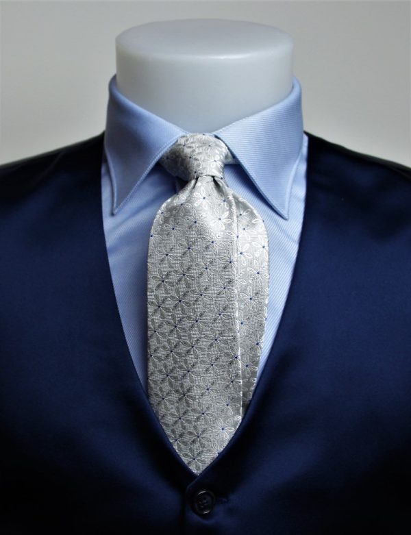 Cravatta seta grigio perla fiori
