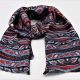 Striped floral patterned silk scarf