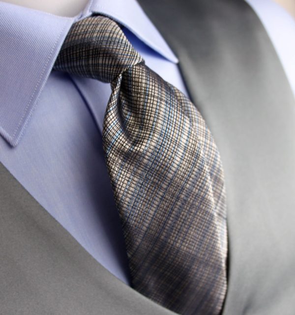 Cravatta seta grigia/azzurra