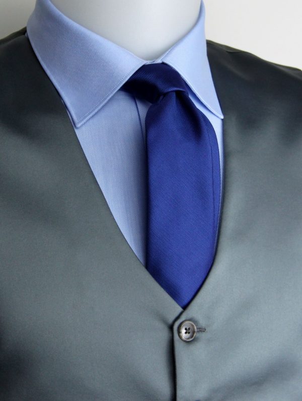 Cravatta seta puntino bluette