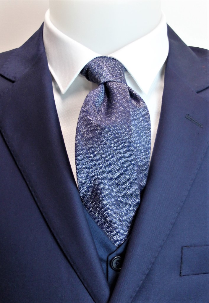 Cravatta seta blu melange