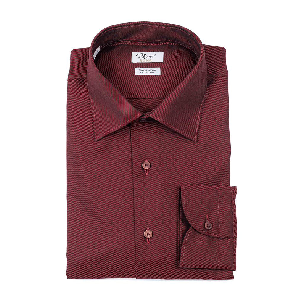 Camicia facile stiro Twill Bordeaux