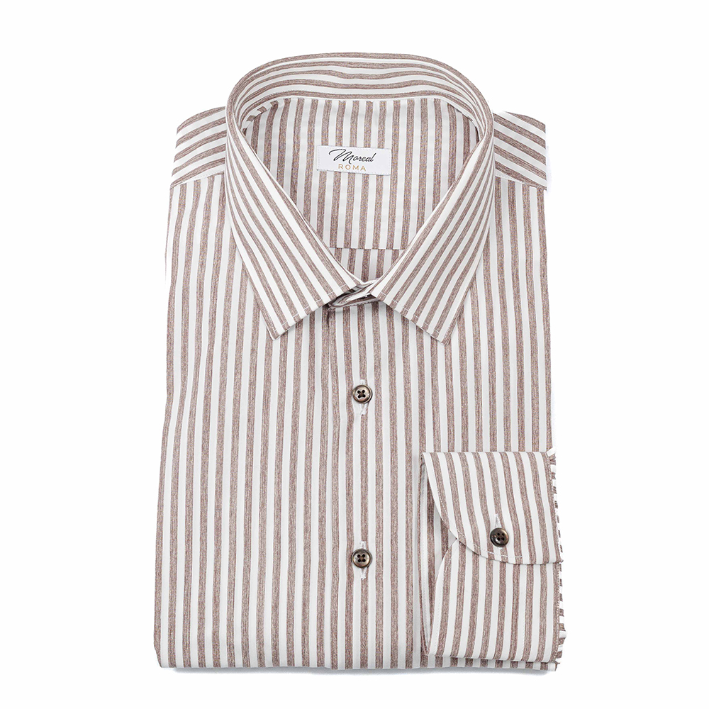 Camicia righe Marrone melange pelleovo (pelle d’uovo)