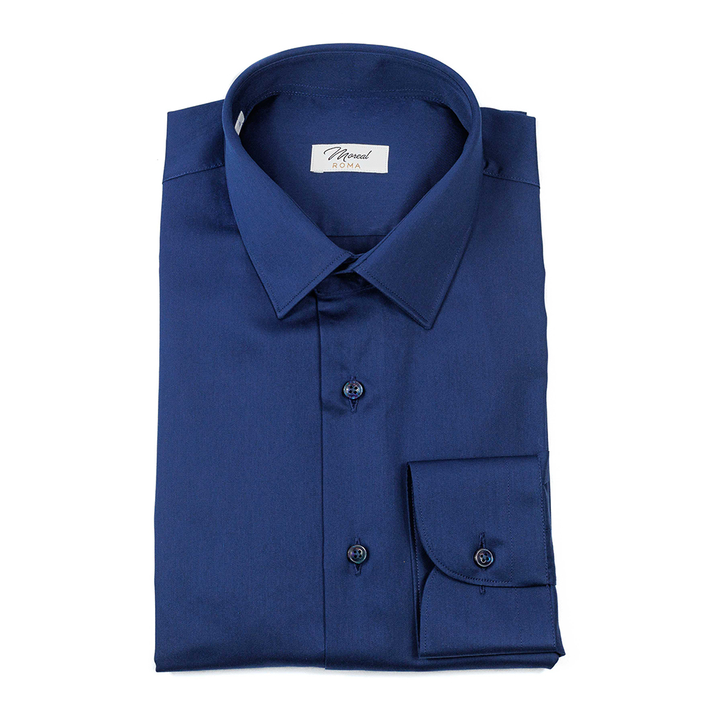 Camicia Cotone Rasato Blu