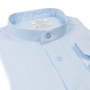 Moreal Camicie_-147 LINO CELESTE CHIARO COLLO COREANA MorealRoma