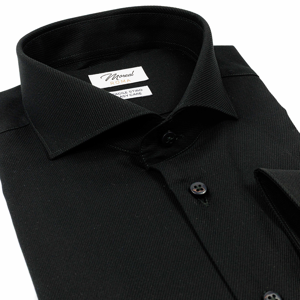 Camicia facile stiro Twill Nero - immagine 2