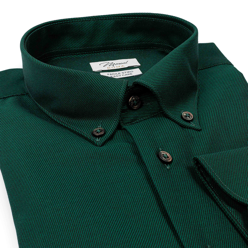 Camicia facile stiro Twill Verde Bottiglia - immagine 2