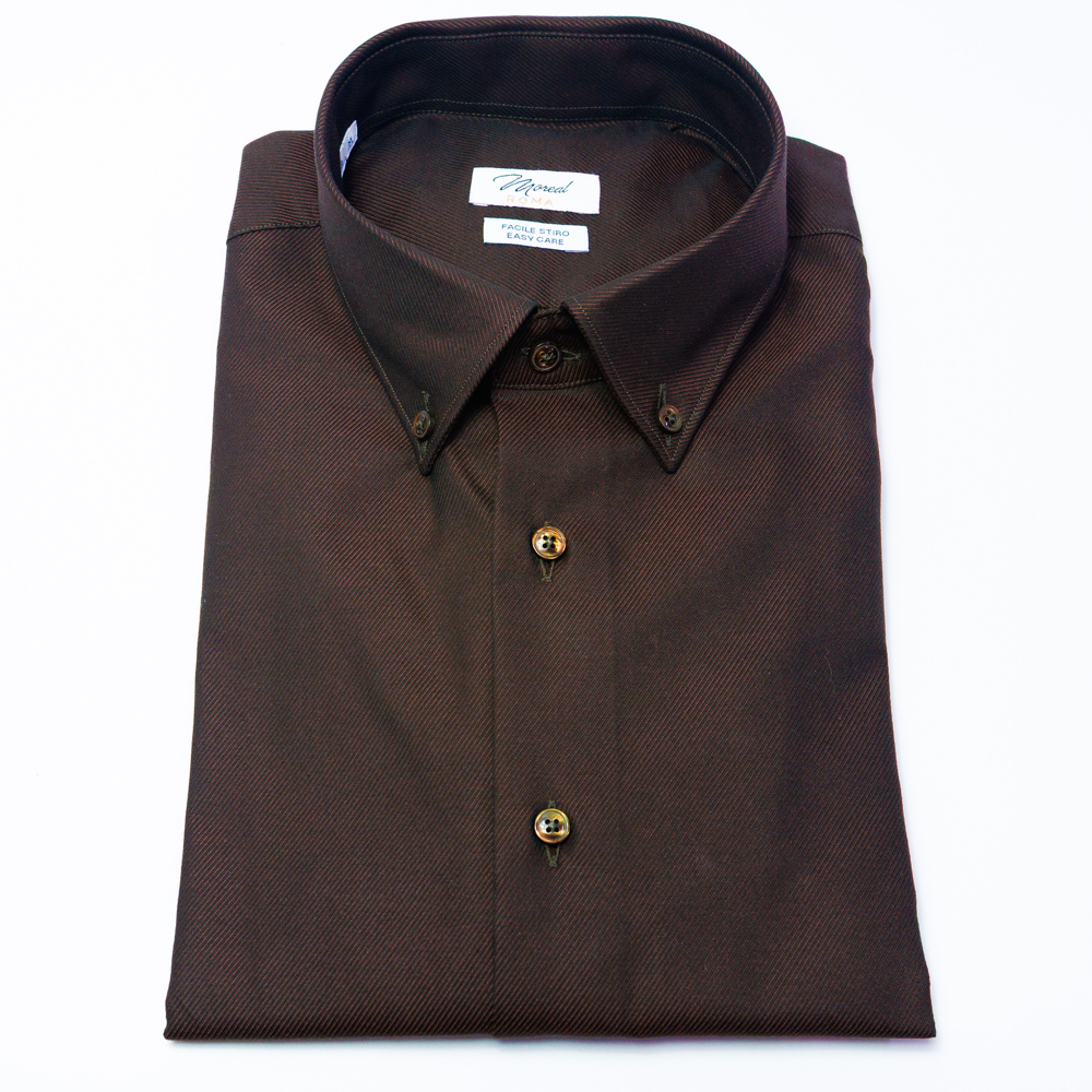 Camicia facile stiro Twill Marrone
