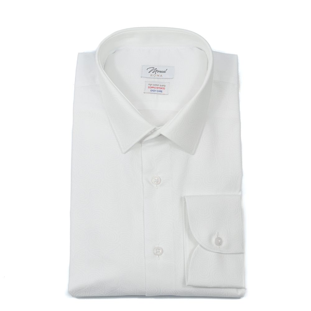 Camicia Popeline bianco fantasia Cashmere | collo Zurigo e polso classico