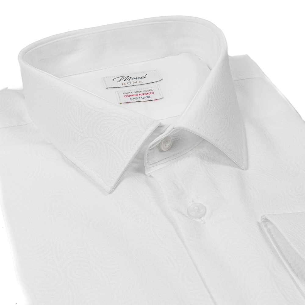 Camicia Popeline bianco fantasia Cashmere | collo Zurigo e polso classico - immagine 2