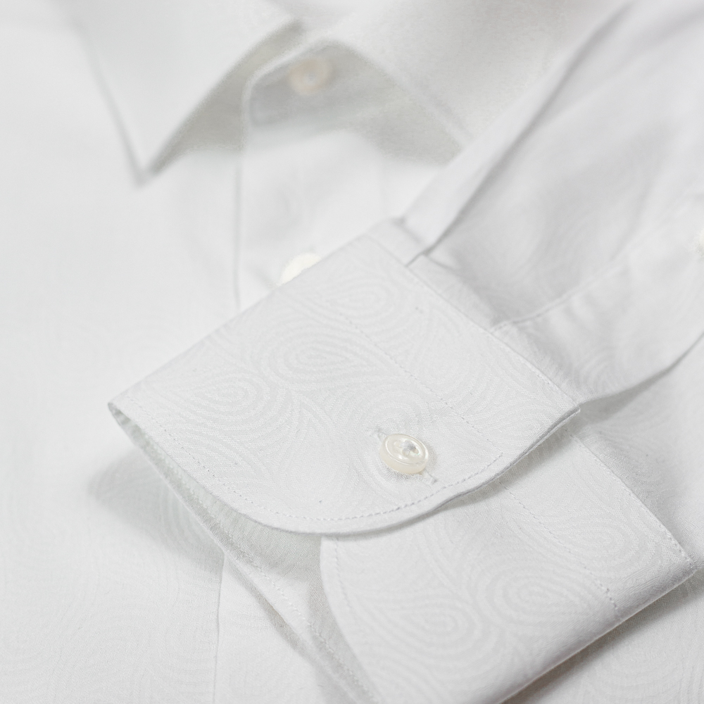 Camicia Popeline bianco fantasia Cashmere | collo Zurigo e polso classico - immagine 3