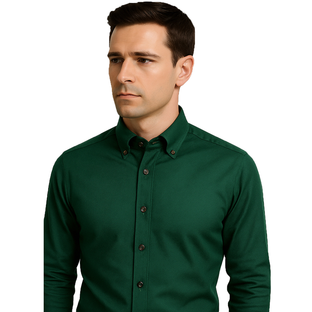 Camicia facile stiro Twill Verde Bottiglia - immagine 4