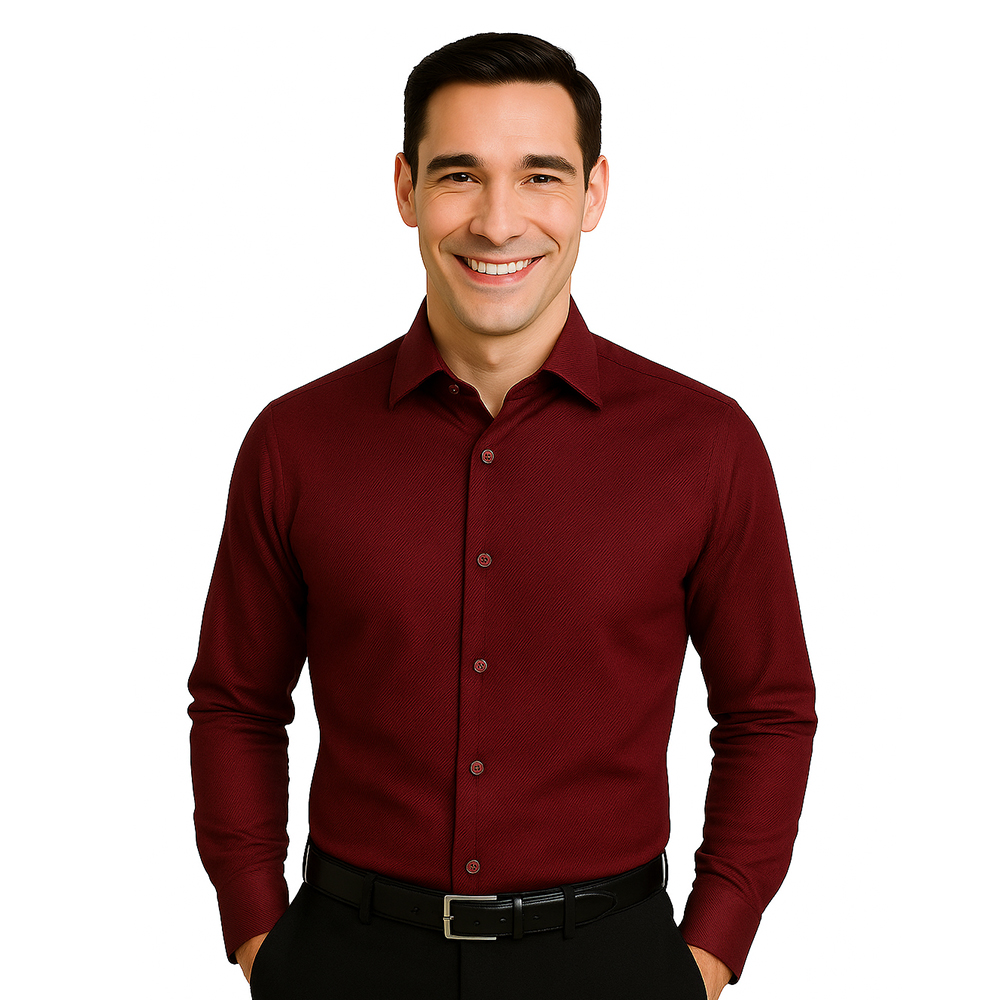 Camicia facile stiro Twill Bordeaux - immagine 4