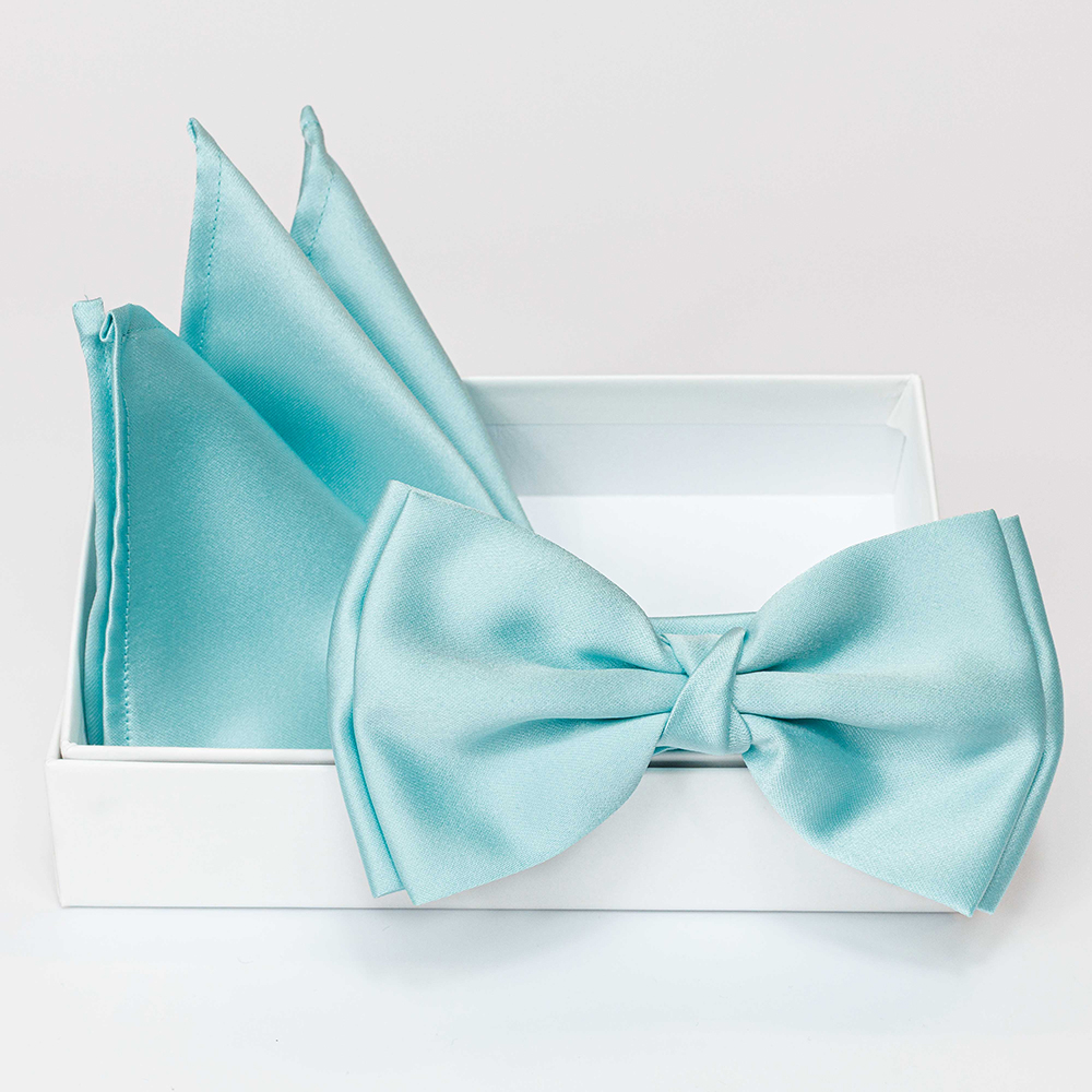 Papillon verde acqua in viscosa con pochette