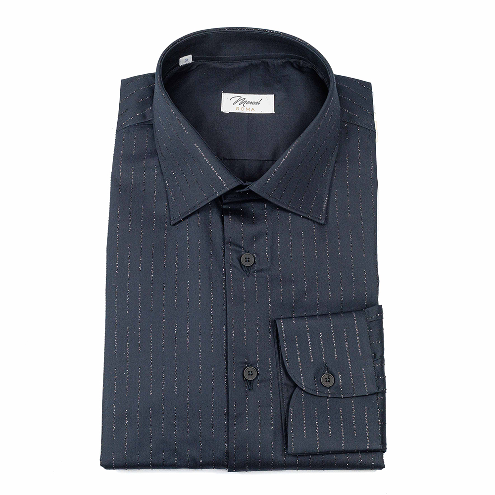 Camicia raso nero con Lurex