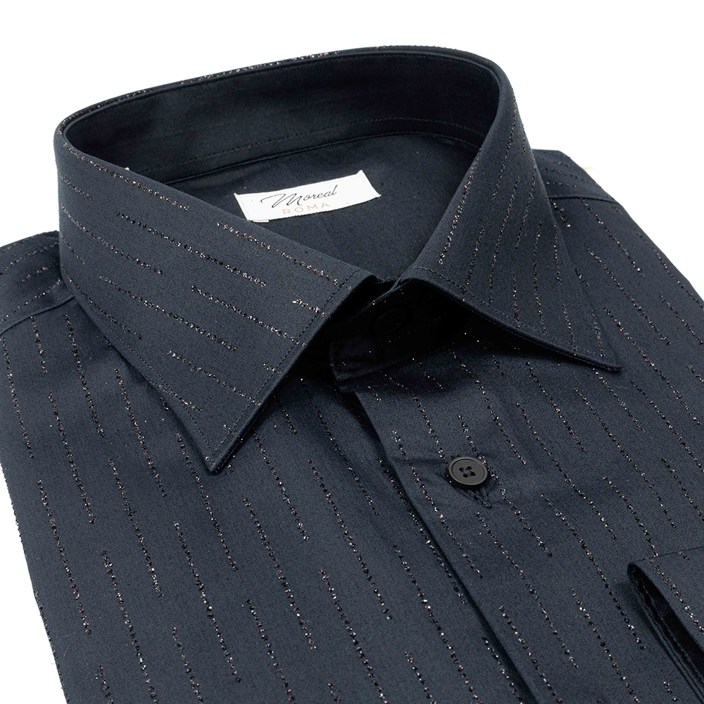 Camicia raso nero con Lurex - immagine 2