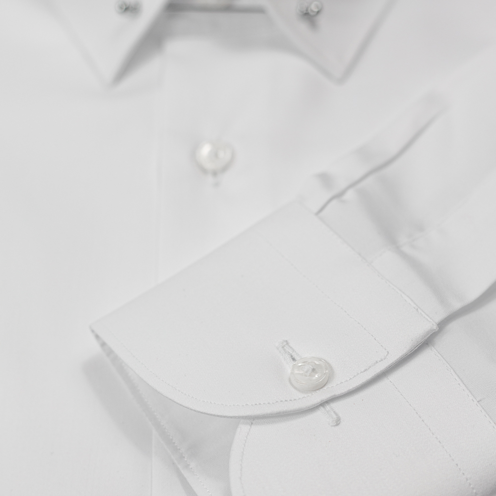 Camicia Twill raso bianco | collo Zeus con spilla e polso sdoppio - immagine 3
