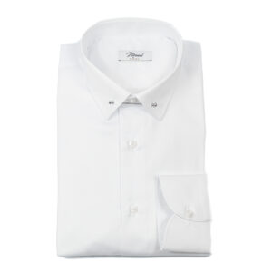Camicia Twill raso bianco | collo Zeus con spilla e polso sdoppio