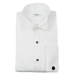 Camicia Twill raso smoking plissè bianco Gemelli neri