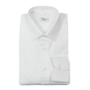Camicia twill raso bianco con Lurex | collo Zurigo e polso classico