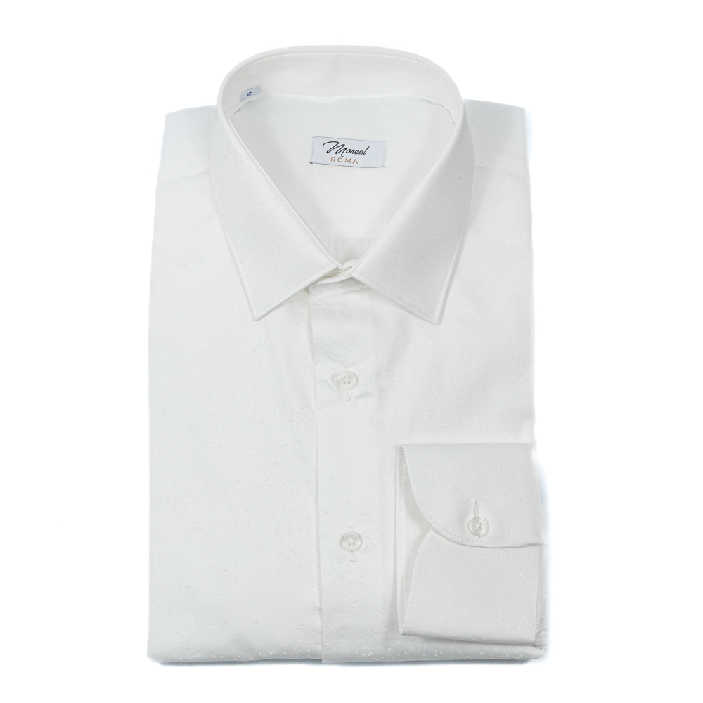 Camicia twill raso bianco con Lurex