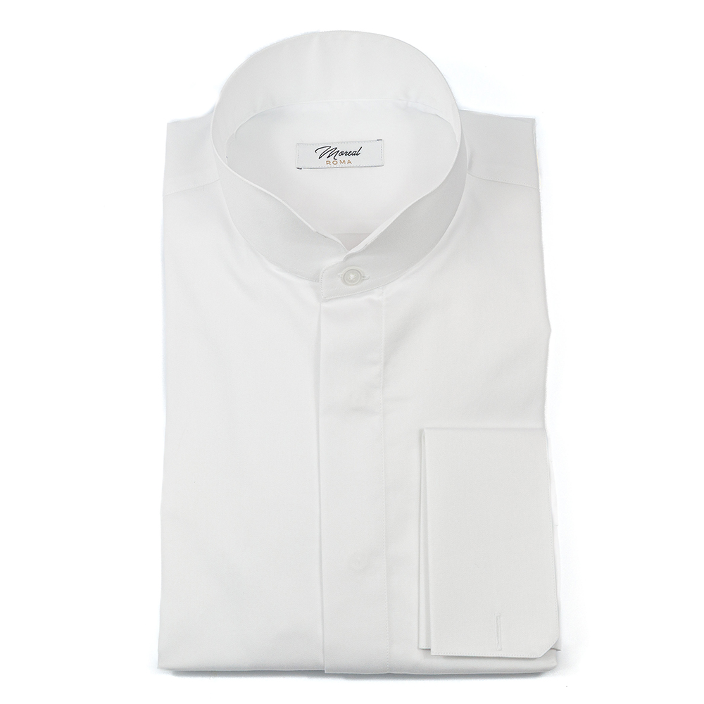 Camicia Twill raso bianco collo Smith