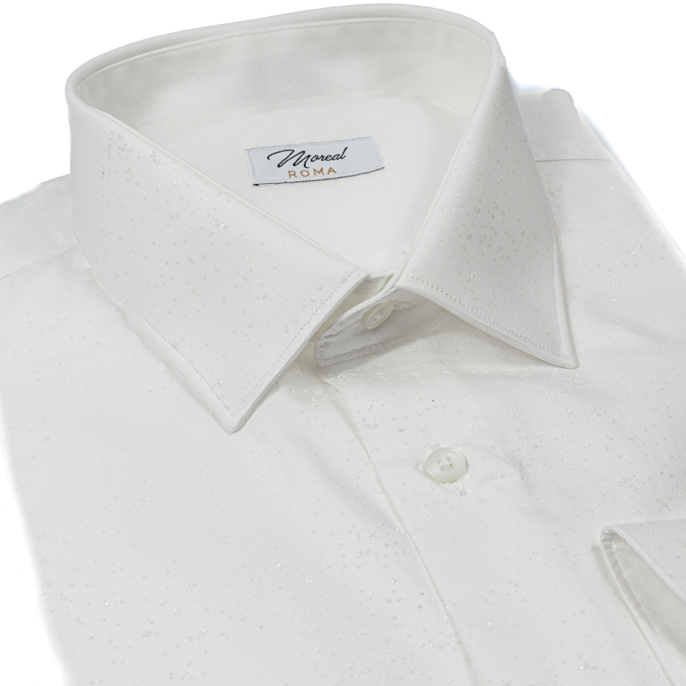 Camicia twill raso bianco con Lurex | collo Zurigo e polso classico - immagine 2