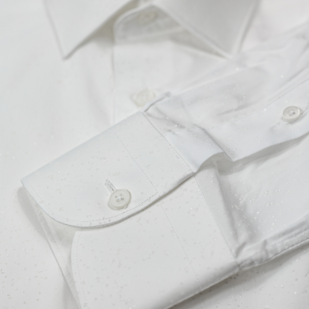 Camicia twill raso bianco con Lurex | collo Zurigo e polso classico - immagine 3
