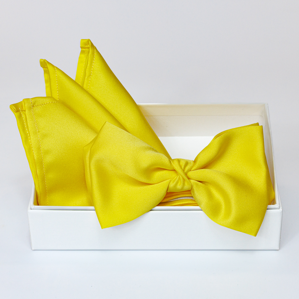 Papillon giallo forte in viscosa con pochette