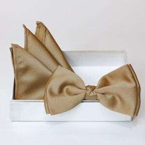 Papillon beige in viscosa con pochette
