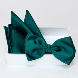 Papillon verde jaguar in viscosa con pochette