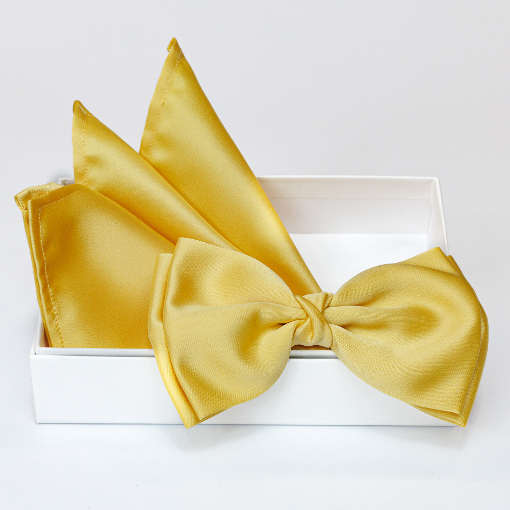 Papillon oro in viscosa con pochette