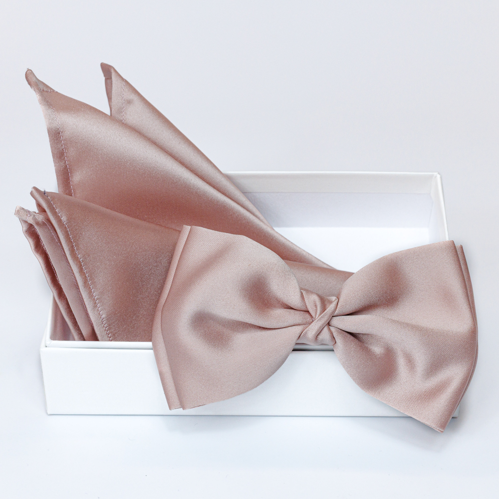 Papillon rosa confetto in viscosa con pochette