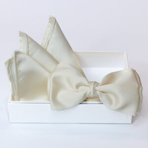 Papillon avorio in viscosa con pochette