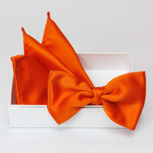 Papillon arancione in viscosa con pochette