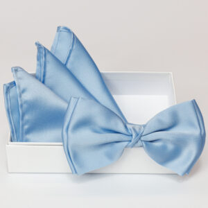 Papillon celeste chiaro in viscosa con pochette