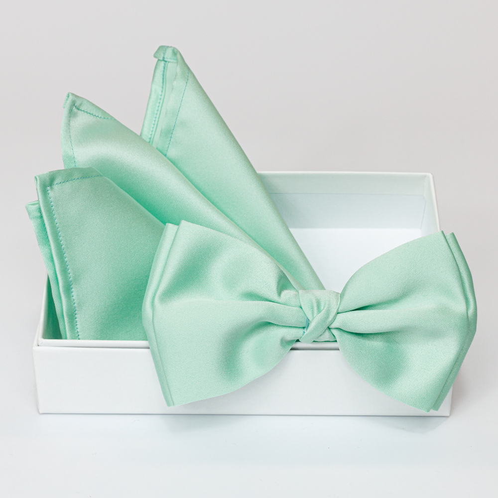 Papillon verde chiaro in viscosa con pochette