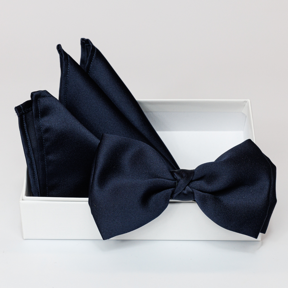 Papillon blu dark in viscosa con pochette