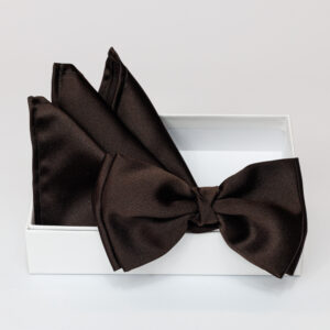 Papillon marrone in viscosa con pochette