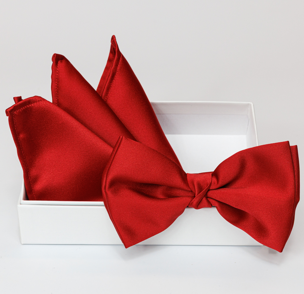 Papillon rosso in viscosa con pochette