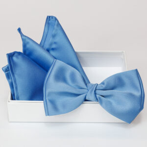 Papillon celeste medio in viscosa con pochette