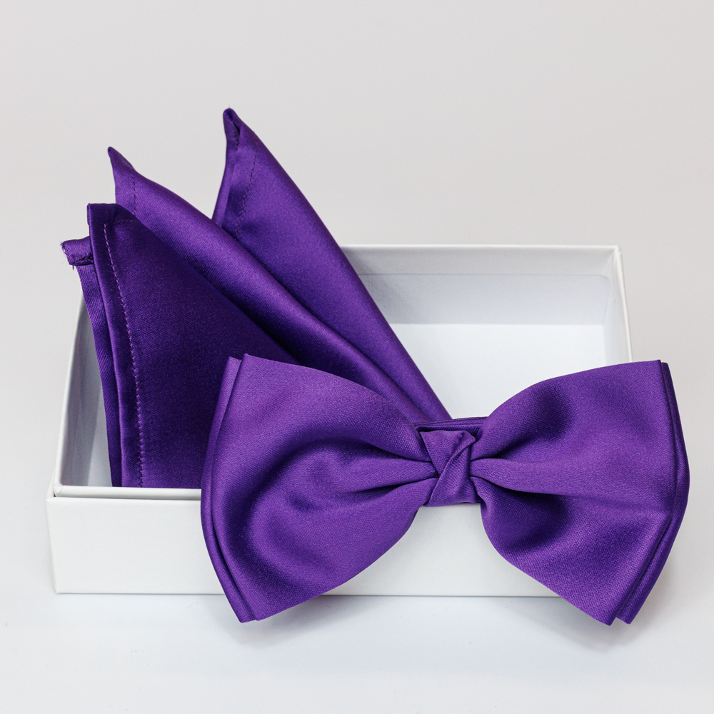 Papillon viola in viscosa con pochette