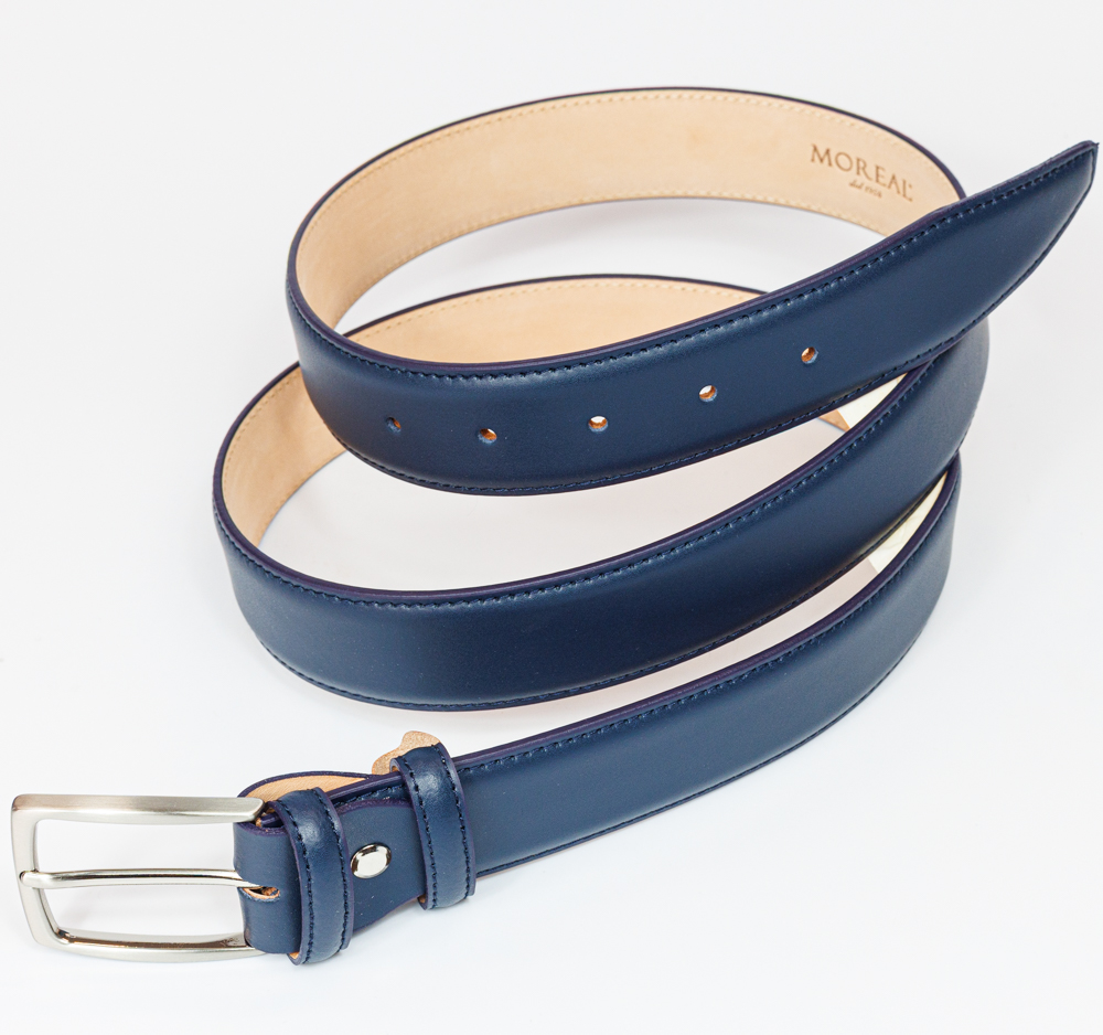 Cintura pelle opaca blu