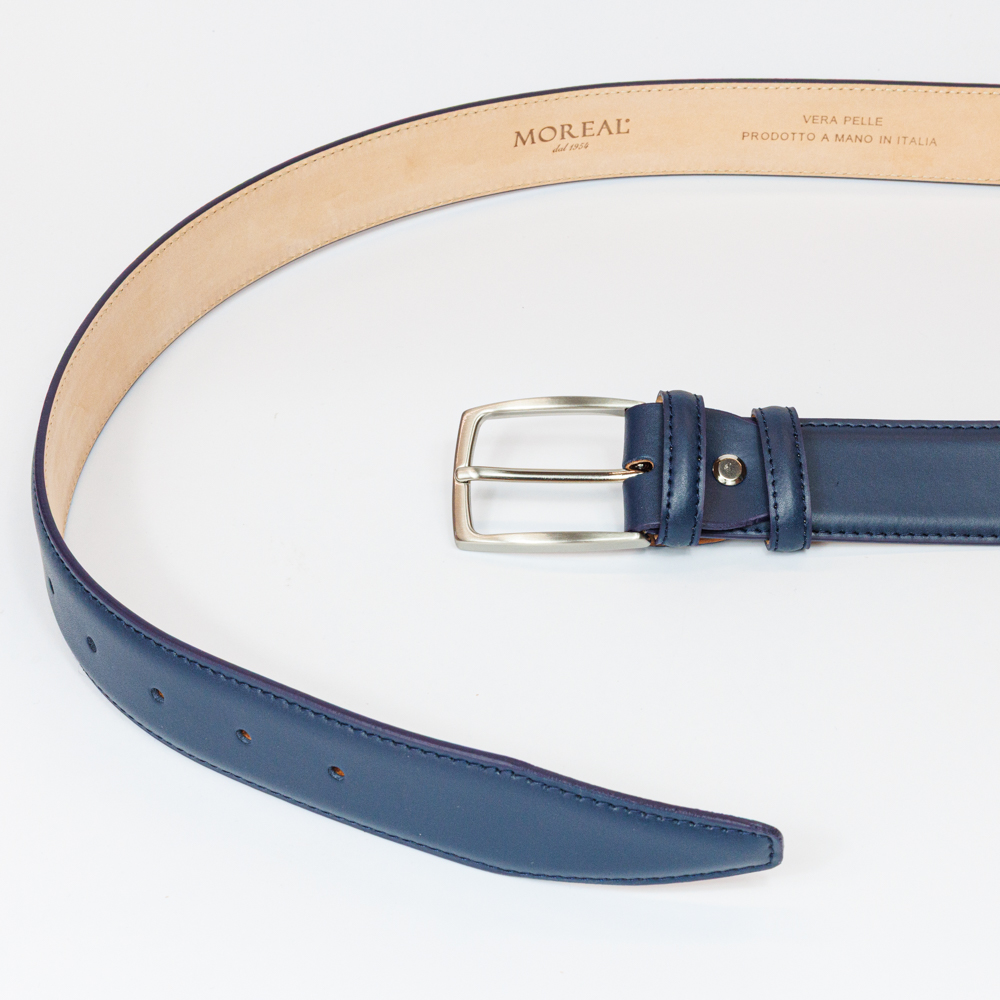 Cintura pelle opaca blu - immagine 2
