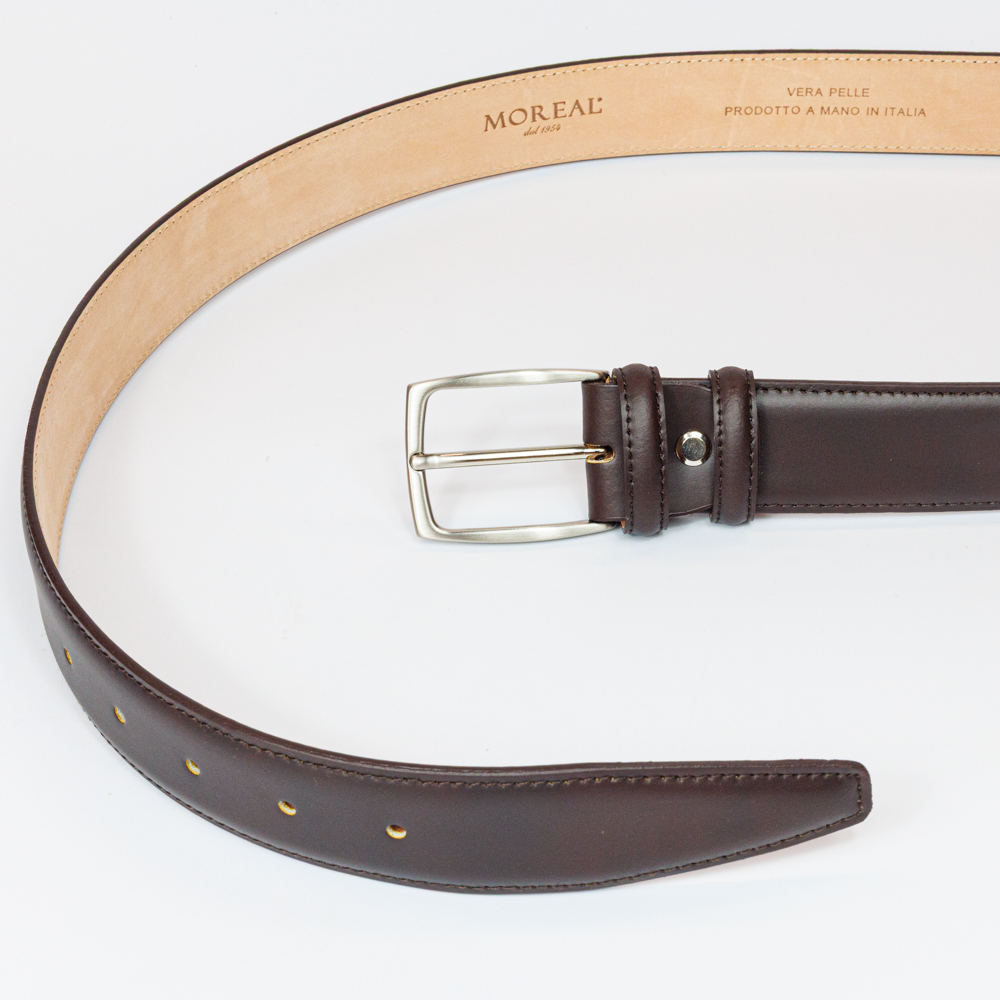 Cintura pelle opaca marrone - immagine 2