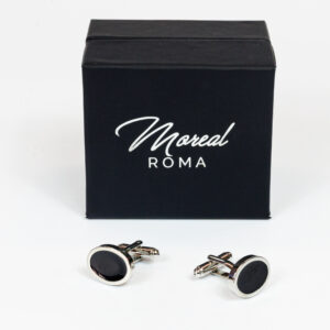 Gemelli acciaio e smalto ovale nero