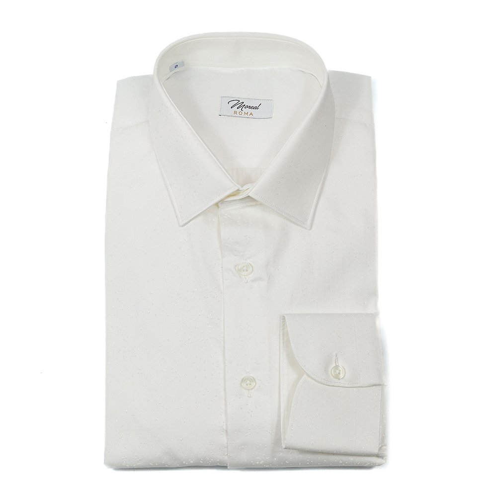 Camicia twill raso bianco con Lurex
