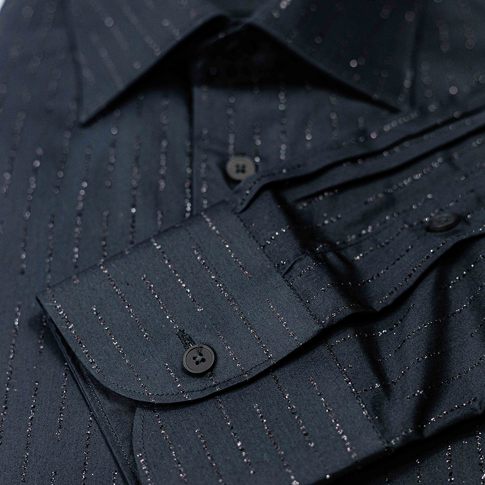 Camicia raso nero con Lurex - immagine 3